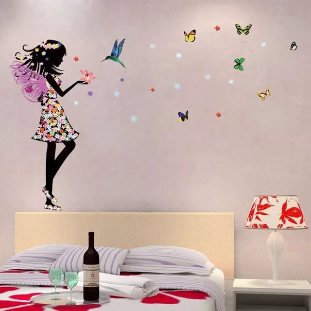 Vinil Decorativo Infantil Niña Ada Mariposas Naturaleza H&Jess Vinil decorativo