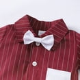 thumbnail image 5 of Kucnuzki Newborn Baby Boy Clothes 9 Months Spring Summer Jumpsuit Bodysuit 12 Months Short Sleeve Gentle Stripe Prints Button-Up Collar Overall Jumpsuit Hat 2PCS Set Red, 5 of 8