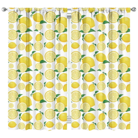 Nursery Curtains Boys Girls Kids Lemon with Lemon Slice Pattern Print Pattern Window Drapes for Living Bedroom Playroom Room Decor Rod Pocket 42x84Inch 2 Panels