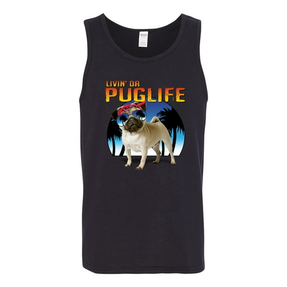 Wild Bobby, Cute Pug Life Living, Animal Lover, Men Graphic Tank Top, Black, Small