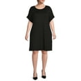 thumbnail image 2 of Terra & Sky Women's Plus Size Roll Cuff T-Shirt Dress, 2 of 5