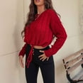 thumbnail image 4 of IROINNID Womens Sweater Round Neckline Pullover Sweater Solid Color Loose Mid-Length Long Sleeve Crew Neck Tops Blouse Knitted Sweater, 4 of 5