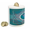 thumbnail image 2 of Zodiac Capricorn Piggy Bank, Doodle Style Stars and Flowers on a Grunge Backdrop with Paint Stains, Ceramic Coin Bank Money Box for Cash Saving, 3.6" X 3.2", Multicolor, by Ambesonne, 2 of 4