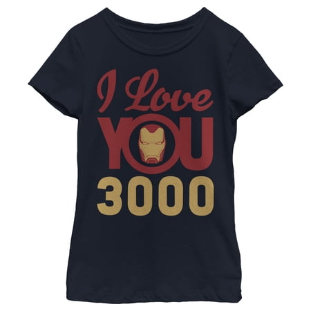 Girl s Marvel Iron Man Love 3000 Graphic Tee Navy Blue X Large