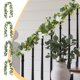thumbnail image 1 of Guirnalda artificial de hojas de eucalipto | Enredadera decorativa de vegetación sintética | Ratán de plástico de 70,87 pulgadas de largo | Decoración realista del hogar de primavera para bodas, 1 of 7