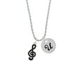 thumbnail image 2 of Delight Jewelry Silvertone Black Clef Silvertone Script Initial Disc - U - Charm Necklace, 20"+3", 2 of 4