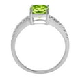 thumbnail image 3 of 2.7 ct Cushion Cut Natural Peridot Solitaire with Simulated Diamond Accents 18K White Gold Womens Engagement Ring, 3 of 5