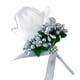 thumbnail image 3 of Broche de flores flores en rosas Muñeca Boutonniere Corsage, Accesorio de novia, Blanco y Gris Plata, 3 of 9