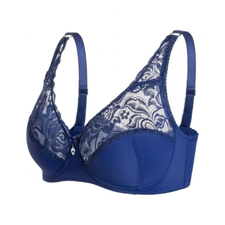 

Spdoo Lace Bras for Women Floral Plus Size Non-Padded Sexy 3/4 Cups Brassiere Blue 42D