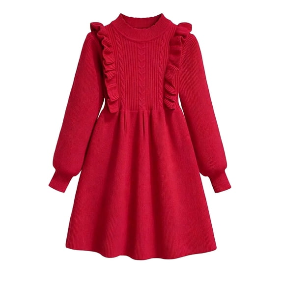 XYAIYT Girls Knitted Dresses Elegant Casual Long Sleeve Sweater Dress Children Girl Trendy Cute Fall Winter Wear