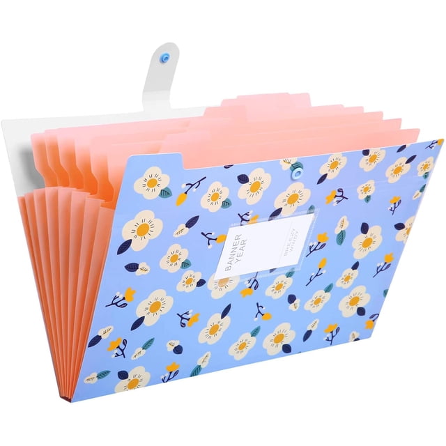 Carpeta de archivos expandible con estampado floral con 8 bolsillos Organizador de archivos de documentos en acordeón Chaquetas de archivo tamaño carta A4