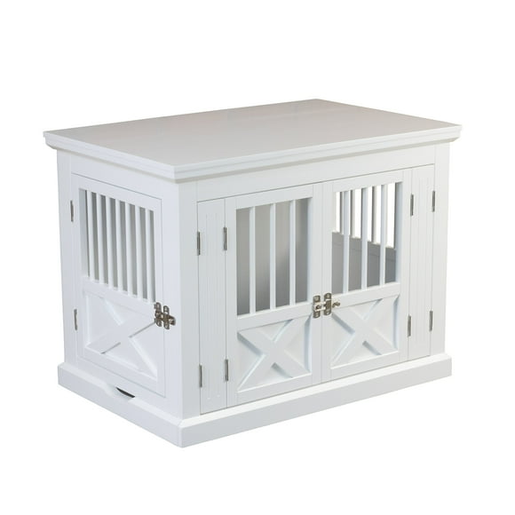 zoovilla Merry Products Triple Door Medium Dog Crate, Dog Kennel, Dog Cage, White