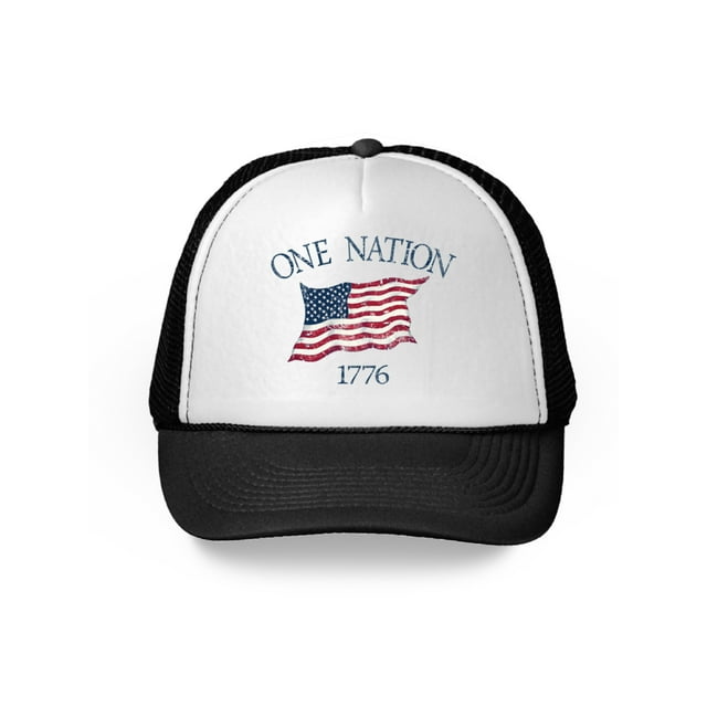 Awkward Styles USA Flag Hat American Trucker Hat One Nation 1776 Proud American Flag Hat USA Baseball Cap Patriotic Hat American Flag Men Women 4th of July Hat 4th of July Accessories