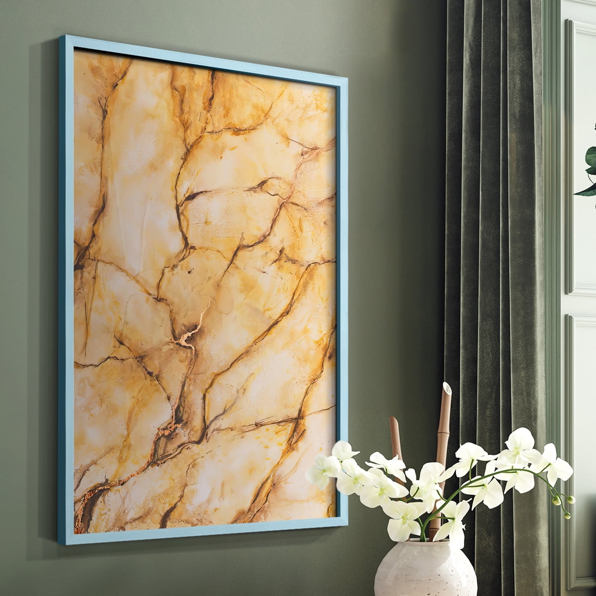 Yellow Marble I Framed Print - Solid Wood in Single Picture Frame Solid Wood 2 Framed Print