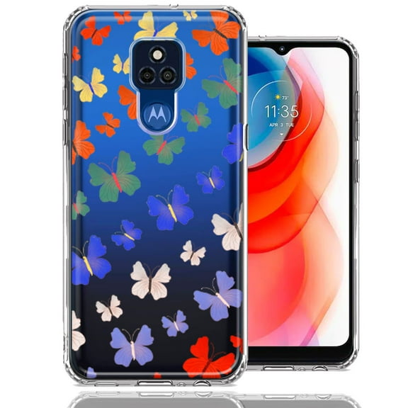 MUNDAZE For Motorola Moto G Play 2021 Colorful Butterflies Design Double Layer Phone Case Cover