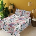 thumbnail image 2 of Ambesonne Geometric Floral Fitted & Flat Sheet with Sham 3 Pcs Set, Roses Blossoming, Twin XL, Pale Pink and Hunter Green, 2 of 5