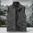 thumbnail image 2 of VNKIDY Men Outerwear Vests Casual Sleeveless Solid Color Standing Collar Vest Loose Outdoor Zipper Pocket Jacket Winter Jacket For Outdoor Activities Athletic Tops, 2 of 9