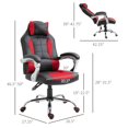 thumbnail image 3 of HOMCOM High Back Office Chair, Executive Racing Gaming Chair, Adjustable Recliner with Removable Headrest Pillow for Office, Black and Red, 3 of 10