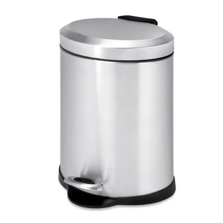 Honey Can Do 1.3 gal Oval Stainless Steel Step On Bathroom Trash Can, Silver