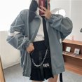 thumbnail image 2 of -Chaqueta de moda Harajuku para mujer, ropa de calle Vintage de gran tamaño con cremallera Y2k, chaquetas holgadas de estilo universitario para verano, 2 of 5