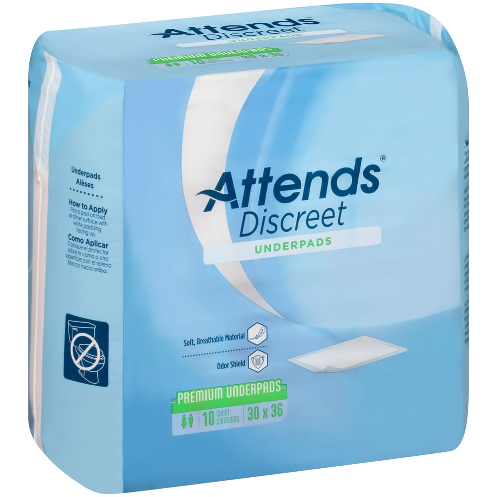 Attends Discreet Incontinence Care Premium Underpads with Odor Shield