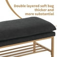 thumbnail image 3 of Xukmct Linen Upholstered End of Bed Bench with Shelf and Metal Legs, Shoe Storage Bench for Living Room, Entryway, Dining Room, Black, 3 of 8