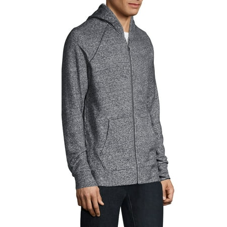 Zip Front French Terry Jacket - Mens French Terry Fleece Lightweight Zip Up Hoodie with Elbow Patches Casual Jacket Long Sleeve Sweater