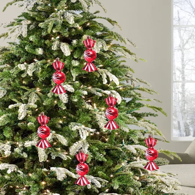 DPTALR Christmas Ball Special Decorative Small Pendant Plastic Electroplating Painted Red Candy Hex Star