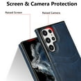 thumbnail image 4 of Wallet Case Designed for Samsung Galaxy S22 Ultra, Classic Slim 2 Credit Card Holders Lychee Texture Synthetic PU Leather Anti-shock Lightweight Phone Case Cover for Samsung Galaxy S22 Ultra, Blue, 4 of 6