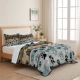 thumbnail image 5 of Twin XL Quilt Set 68''x98'', Cute Dog Claws Lightweight Bedspread Coverlet Set with 2 Pillow Shams, Farmhouse Blue Wooden Puppy Pawprints Breathable All Season Quilt Bedding for Dorm/Guest Room, 5 of 9