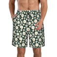 thumbnail image 1 of Balery White Daisies and Bee Traje de Baño Estilo Hawaiano para Hombre, Shorts de Secado Rápido con Bolsillos-X-Large, 1 of 6