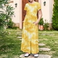 thumbnail image 7 of THDHVS Dresses for Girls,Baby Girl Dress,Toddler Kids Girls Cute Gradient Print Short Sleeve Stretchy Pocket Dress A Line Long Dress Yellow 9-10 Years, 7 of 7