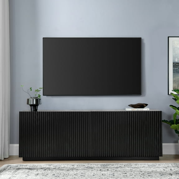 Tyler Rectangular Fluted TV Stand for TV's up to 78" in Black Grain