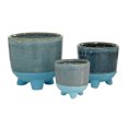 thumbnail image 6 of DecMode Dark Blue Ceramic Indoor Outdoor Planter, Set of 3 8", 6", 5"H, 6 of 8
