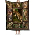 thumbnail image 3 of Cat Blanket Super Soft Warm Fluffy Flannel Jungle Bengal Cat Throw Blanket Cozy Fuzzy Plush Bedding Cat Gifts for Cat Lovers Boys Girls Teens Adults Couch Sofa 60"x50", 3 of 6
