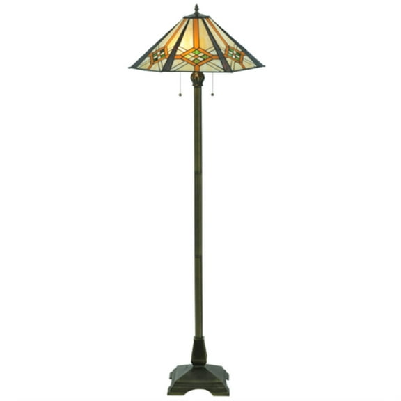 Meyda Tiffany 118694 61" H Crosshairs Mission Hex Floor Lamp - Beige