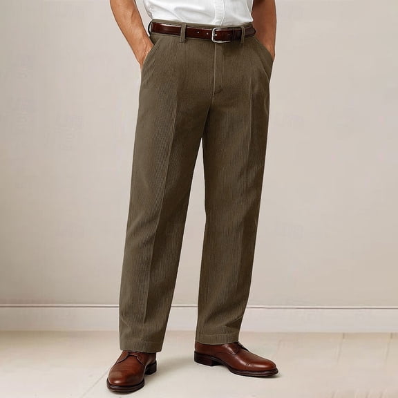 DayScoop Mens Pants Casual Trousers Summer Solid Color Fashion Pocket Button Loose Breathable Outdoor Full Length Pants
