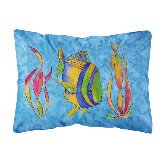Carolines Treasures 8713PW1216 Troical Fish and Seaweed on Blue Canvas Fabric Decorative Pillow, 12H x16W, multicolor