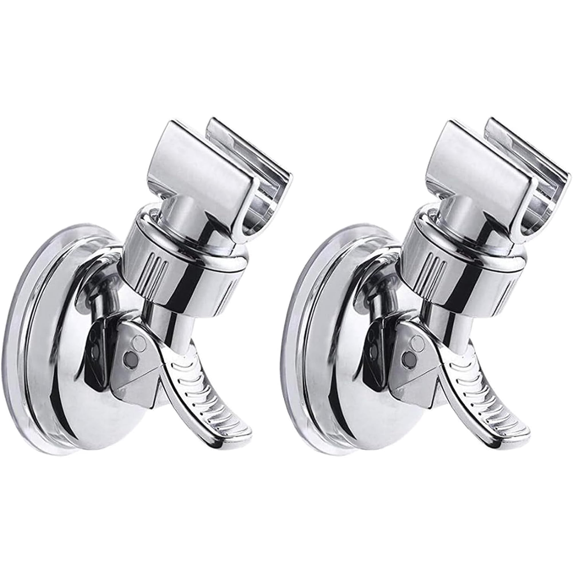 GYTF 2 Pcs Adjustable Shower Head Holder,Removable Suction Cup Shower Head Bracket,Wall Mount Hand held Shower Head Holder - 360 Adjustable,No Drill Shower Head Silver Bracket for Bathroom