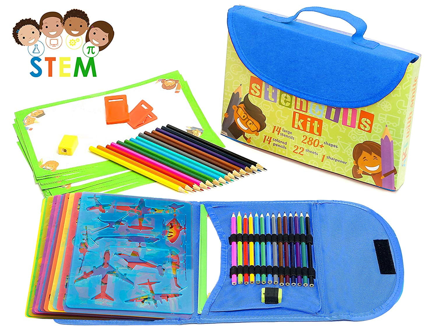 Drawing Stencils Set for Kids Large 54 Pcs, STEM Toy Fun Activity Art Kit, Educational Toy
