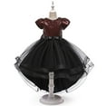 thumbnail image 5 of MEZZALL Dresses Girls Sparkly Pageant Dress With Detachable Train For Piano Recital Performance Gown Lovely Short Sleeve Crew Neck Solid Color Child Party Sundress, 5 of 9