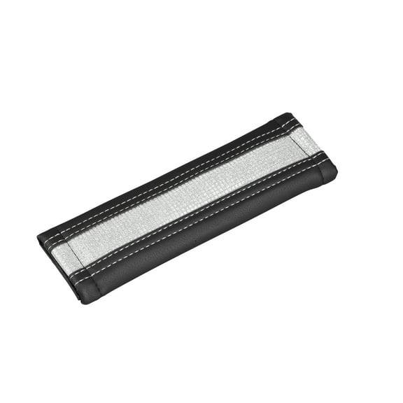 Auto Drive 1Piece Diamond Car Seat Belt Pad Leather Black/Silver - Universal Fit, 23SBP100-1