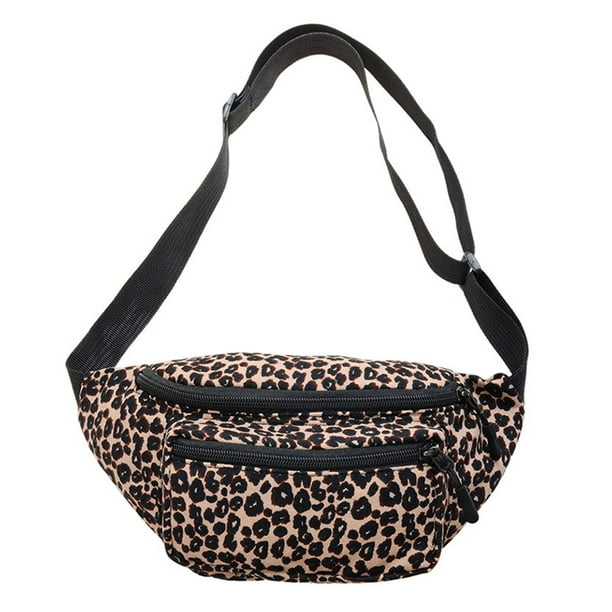 Bolsos de cintura para el pecho de gran capacidad Vintage para mujer bolsa de pecho informal con estampado de leopardo rinonera grande