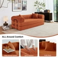 thumbnail image 4 of 5-in-1 Folding Convertible Sofa Bed, 79" Corduroy Floor Couch Futon, Pull-Out Sleeper Loveseat, Modular Boneless Sofa for Living Room & Bedroom, Orange, 4 of 6