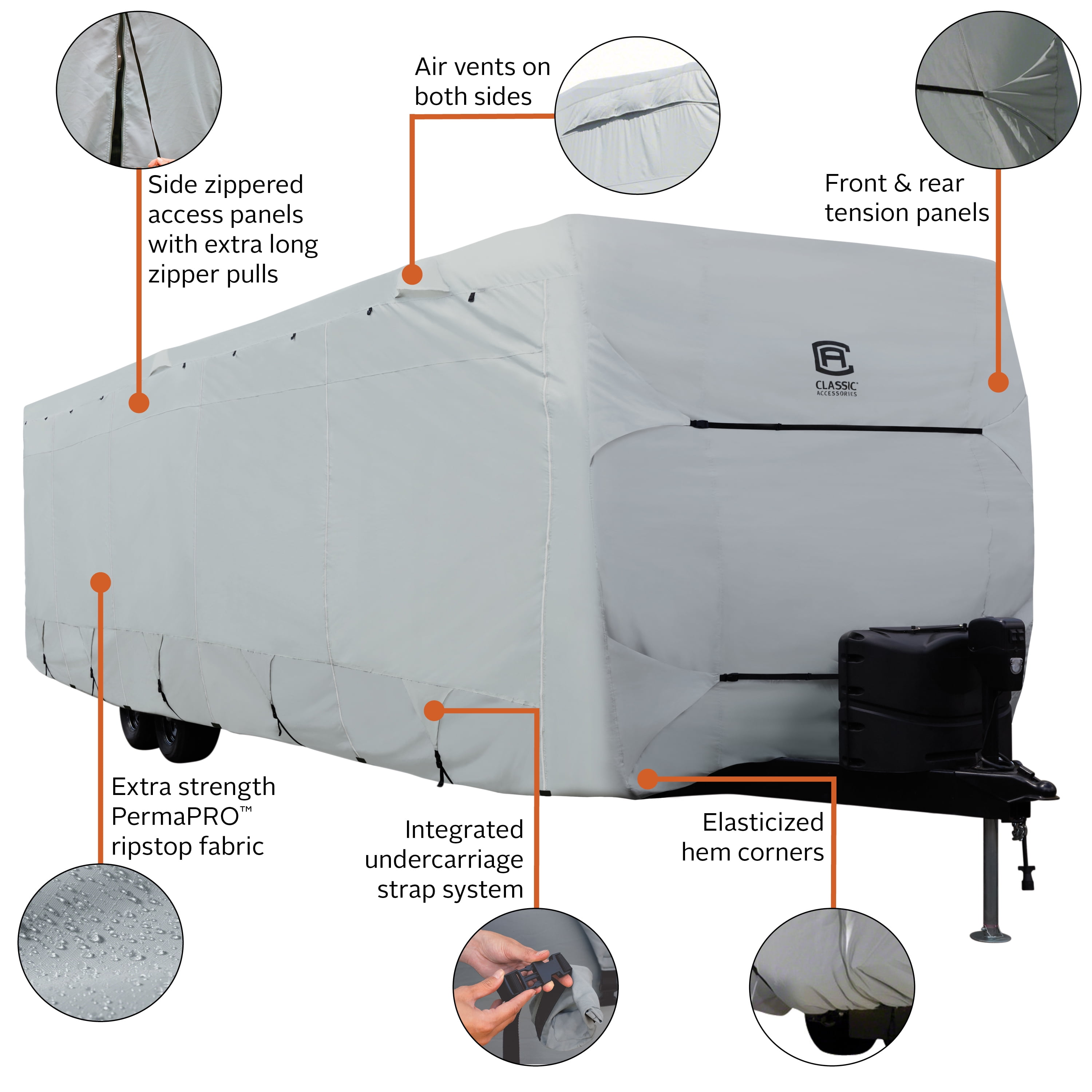 Classic Accessories Over Drive PermaPRO™ Travel Trailer Cover, Fits 24' - 27' RVs