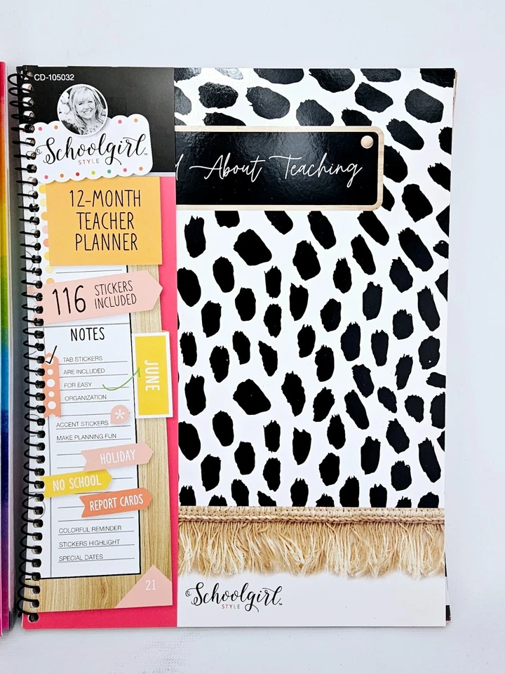 Schoolgirl Style 12 Month Teacher Planner Stickers Rainbow Animal Print Lot Of 2