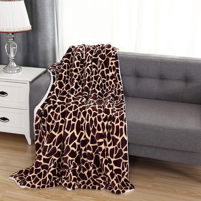Mocassi Réversible Imprimé Sherpa Couverture Toutes Saisons Parfait pour Se Prélasser 50 x 60 Pouces Girafe Sherpa