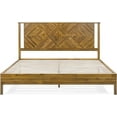 thumbnail image 4 of Ethan Solid Wood King Bed Frame with Diamond Headboard - Rustic & Mid-century Modern - Acacia Wood Platform Bed - Compatible with All Mattresses - No Box Spring Needed - Rustic Dark Brown, 4 of 7