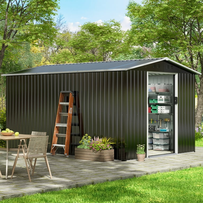 HOGYME 8x12 ft Outdoor Storage Shed Large Metal Utility Tool Shed