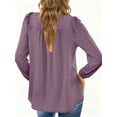 thumbnail image 5 of UVN Fall Shirts for Women Long Sleeve Blouses Ladies Crewneck Lace Crochet Tops Dressy Chiffon Blouses, 5 of 9